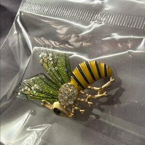 Gold and Green Bee Brooch